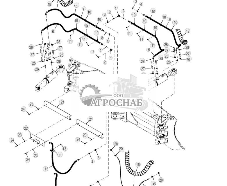 Трубопроводы цилиндра наклона, механический поворотный отвал - ST946974 308.jpg